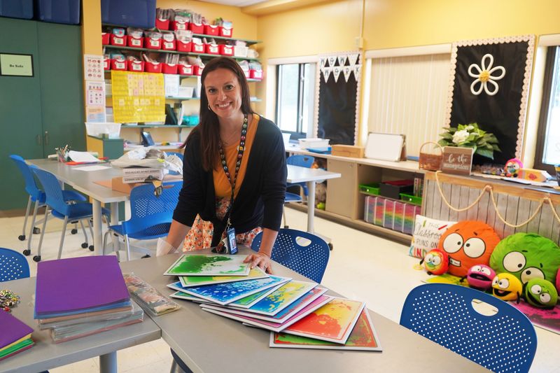Amanda Christman looks through donated supplies.