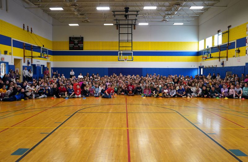 WHBI students and Tay Fisher in the WHBI gym.