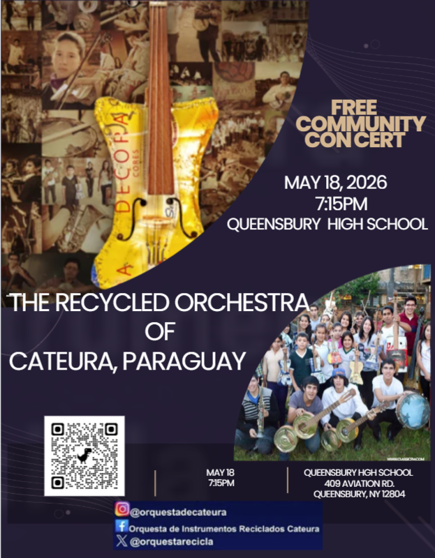Flyer about The Recycled Orchestra performing at QHS at 7:15 p.m. May 18.