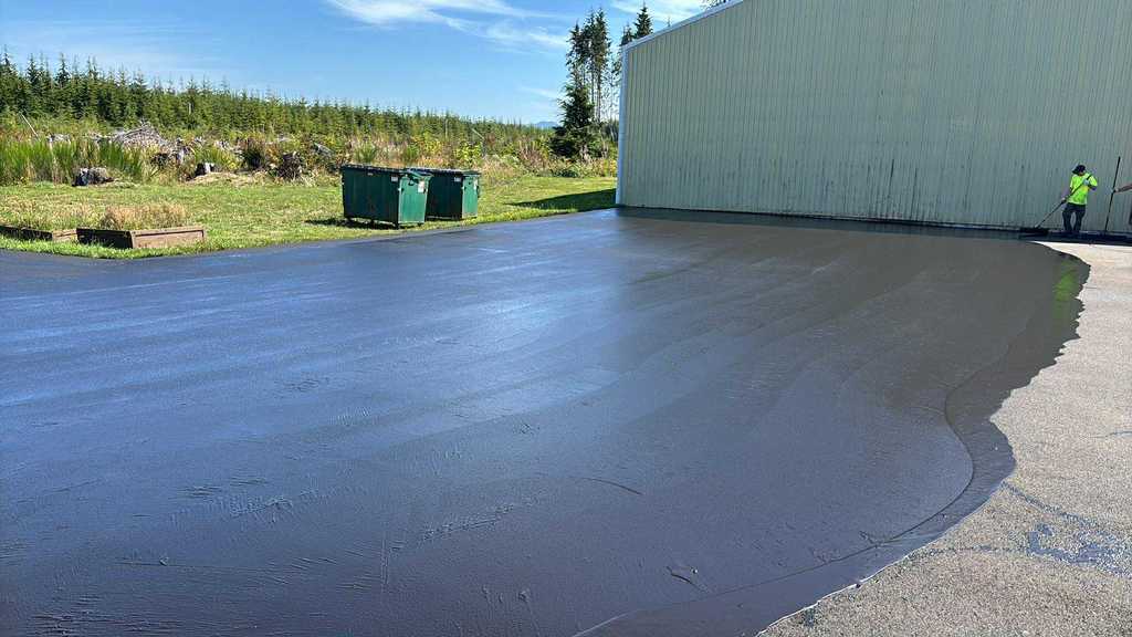 back parking lot being resealed