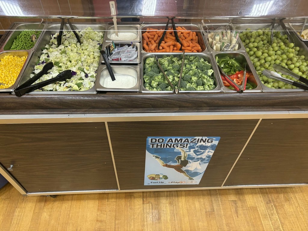 Salad bar with fruits and veggies