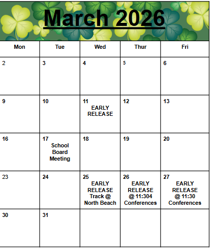 March 2026 calendar with important dates.