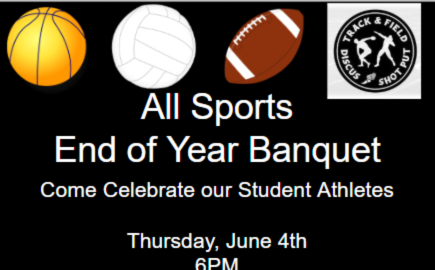 Flyer for Sports Banquet June 4th at 6 PM