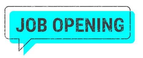 Blue quote blurb saying Job opening in black letters