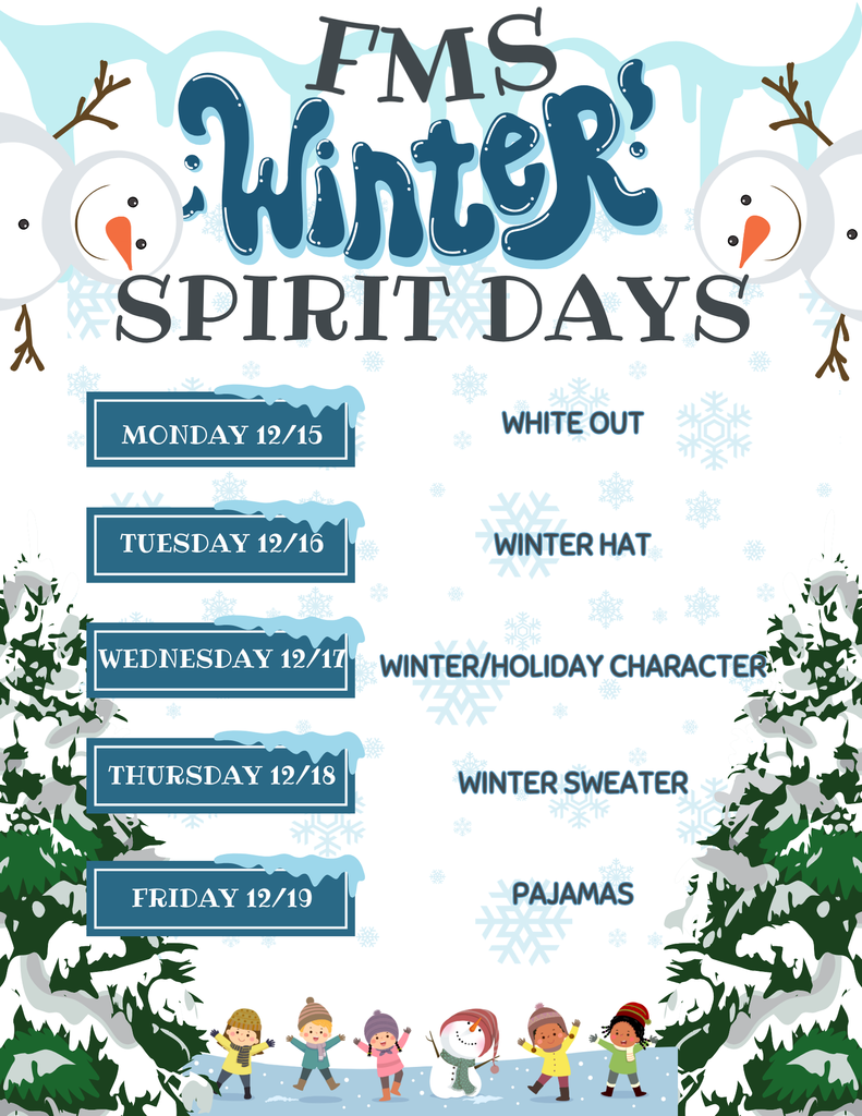 Monday: White Out Tuesday: Winter Hat Wednesday: Winter/Holiday Character Thursday: Winter Sweater Friday: Pajamas