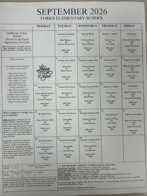 September Menu