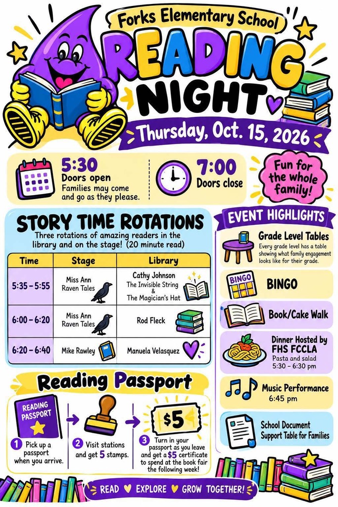 FES Reading Night Thursday, October 15, 2026 at 5:30 pm