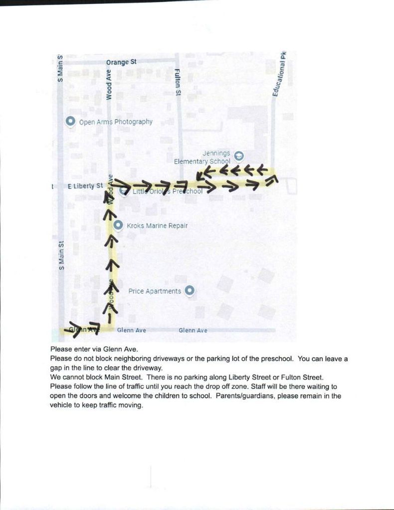 Map for Jennings' Drop off and Pick up