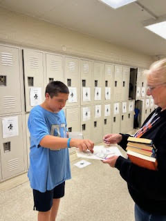Students practicing making change