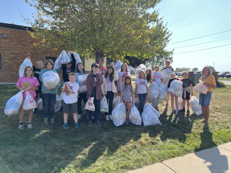 5th graders with our donation of plastic lids
