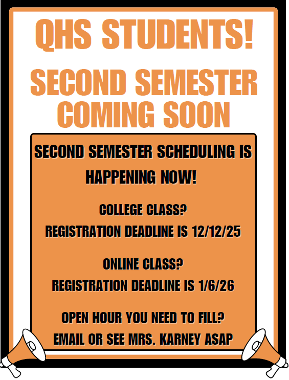 Flyer for 2nd semester registration