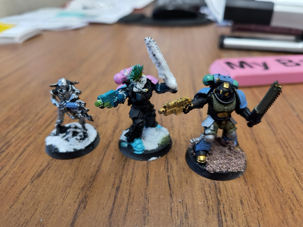 Warhammer figures constructed and painted by QMS students