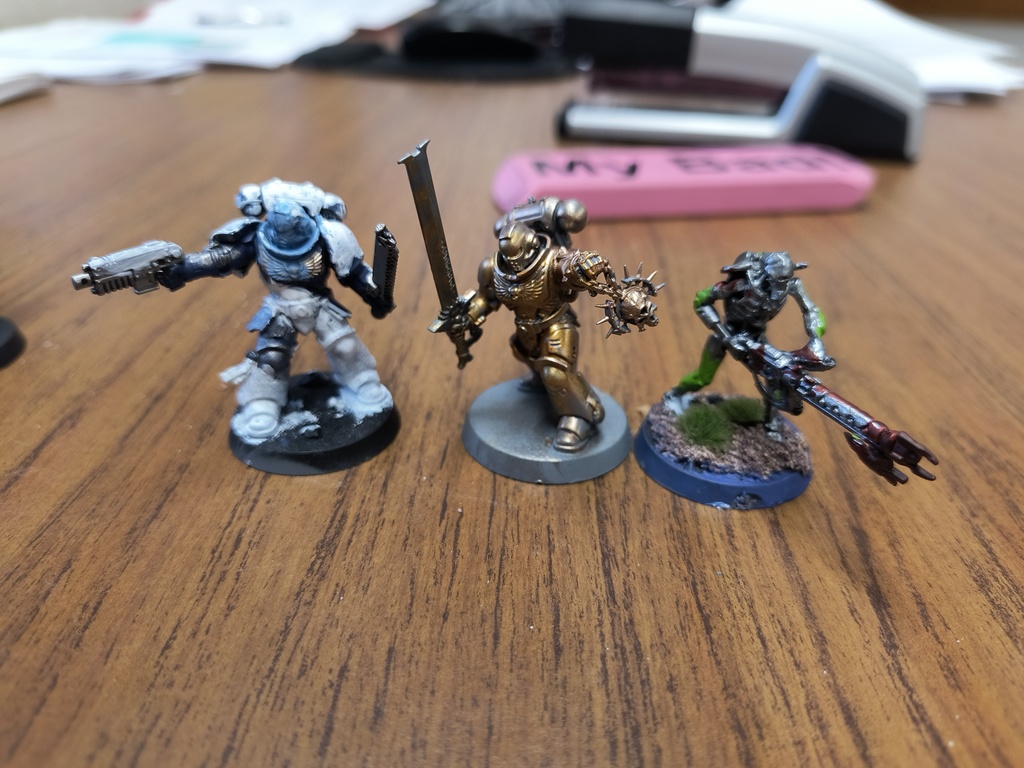Warhammer figures constructed and painted by QMS students