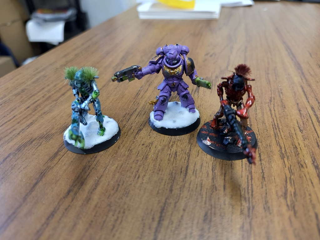 Warhammer figures constructed and painted by QMS students