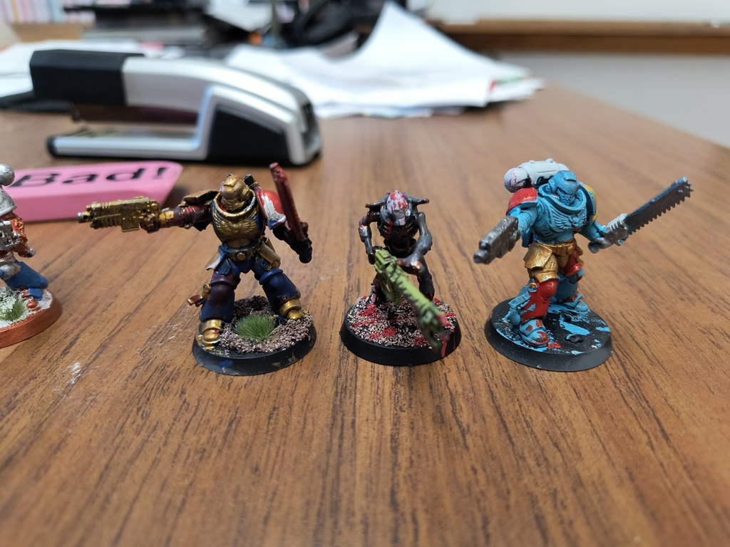 Warhammer figures constructed and painted by QMS students