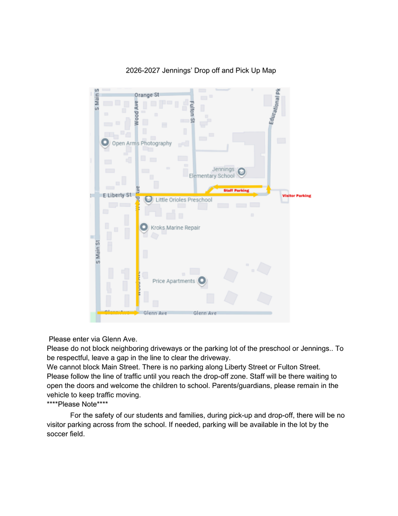 26-27 Jennings' Drop off and PIck Up Map