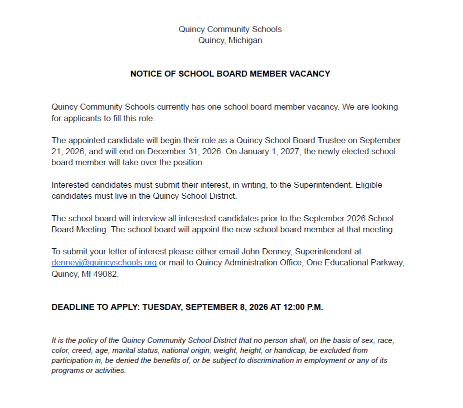 School Board Vacancy