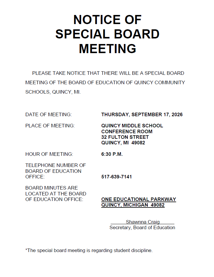 special board meeting