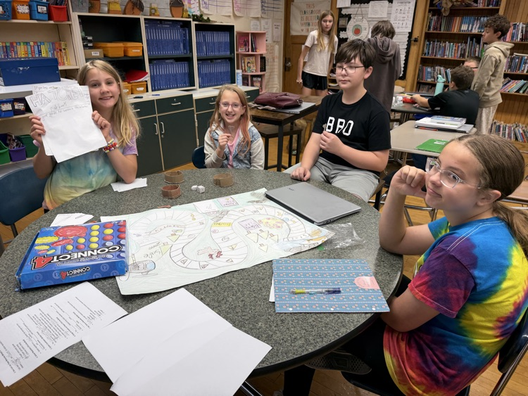 Students playing a game made by their peers.