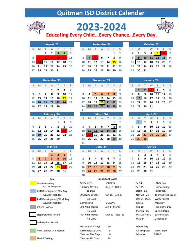 QISD Releases 2023 2024 Calendar Quitman ISD QISD Releases 2023 2024 Calendar Quitman ISD
