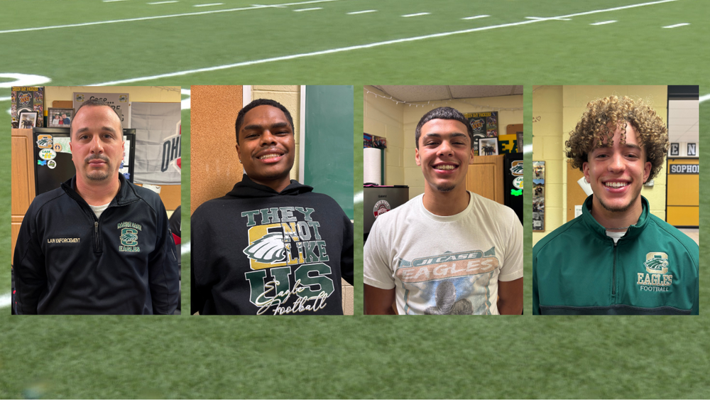 four students and school resource officer