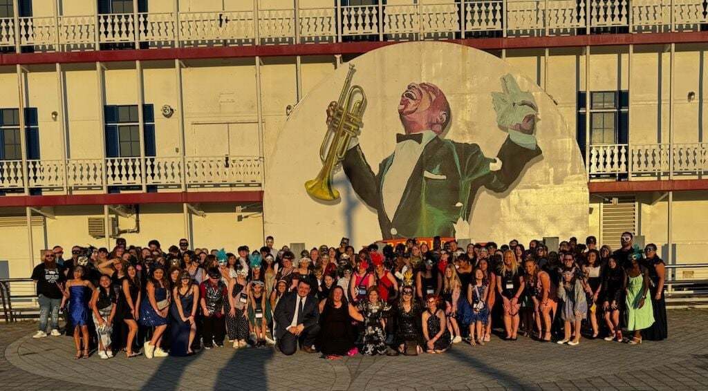 Gilmore Fine Arts group photo of students at the New Orleans Heritage Festival