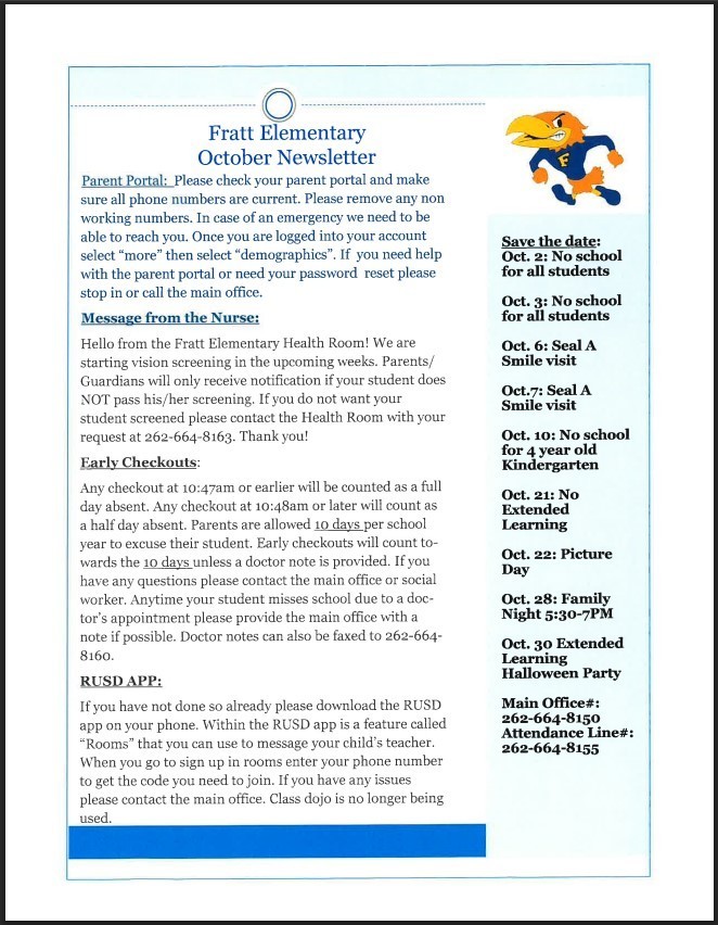 October Parent Newsletter