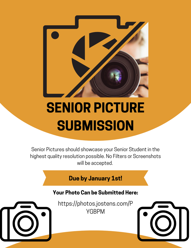 Senior Pictures will be Due by January 1st. They can be submitted to the link below: https://photos.jostens.com/PYGBPM