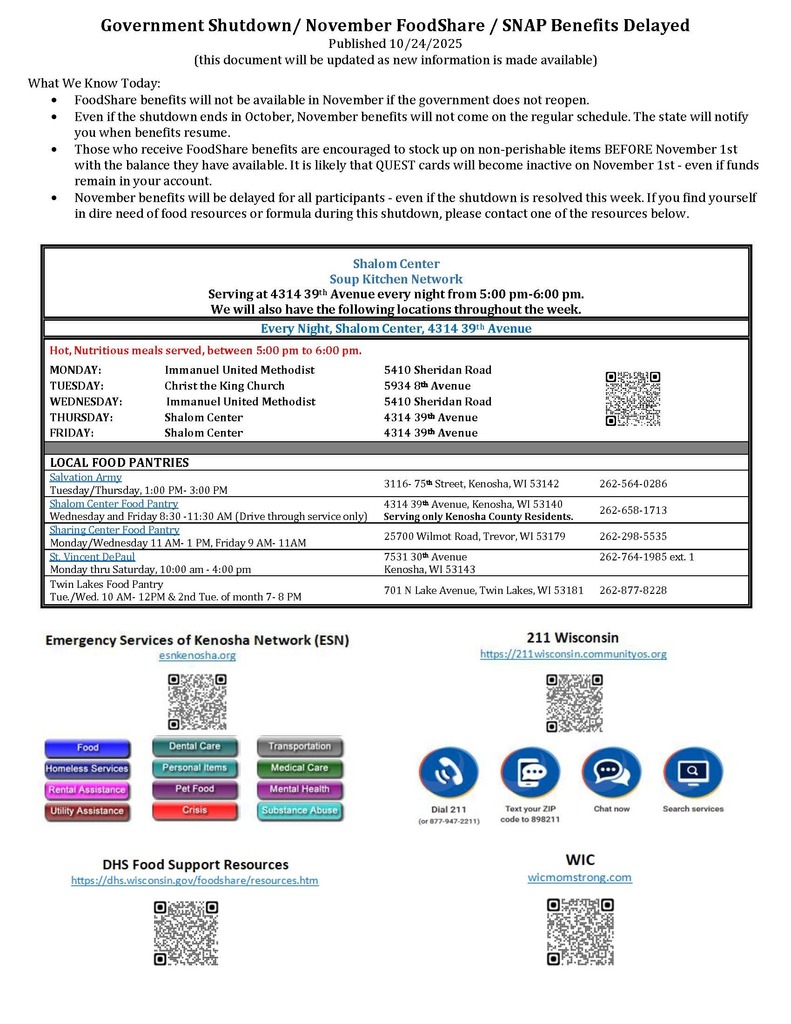 Kenosha County Food Pantry Options