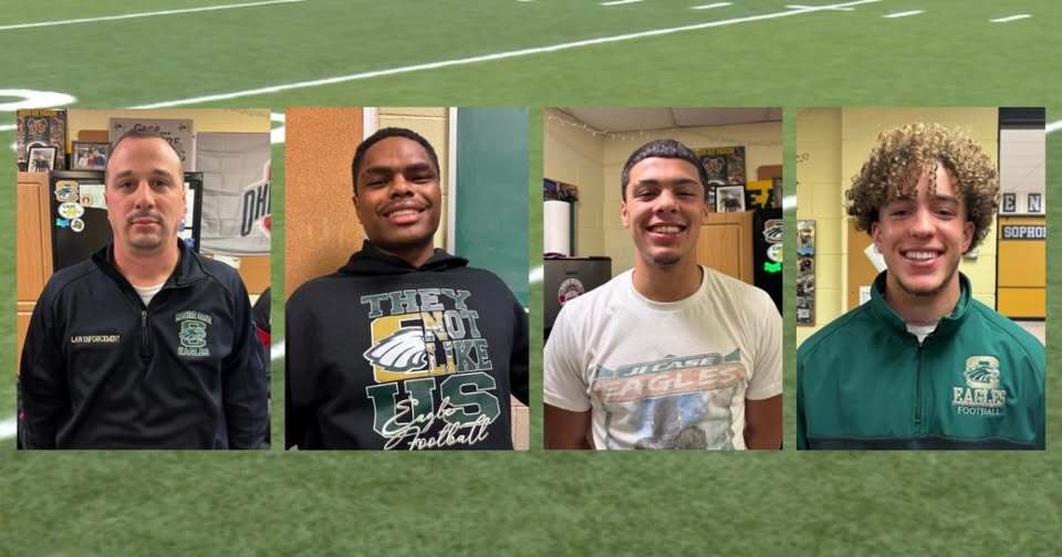 Officer Ben and Case High School Football student atheletes