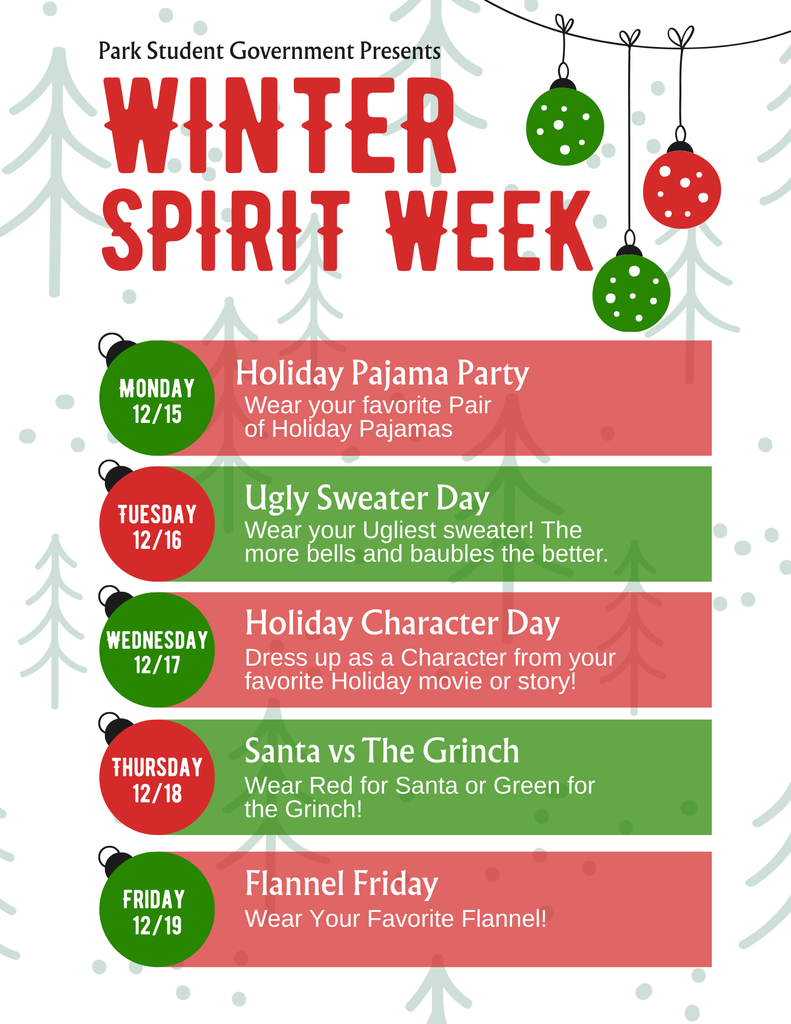 2025 Park Holiday Spirit Week!