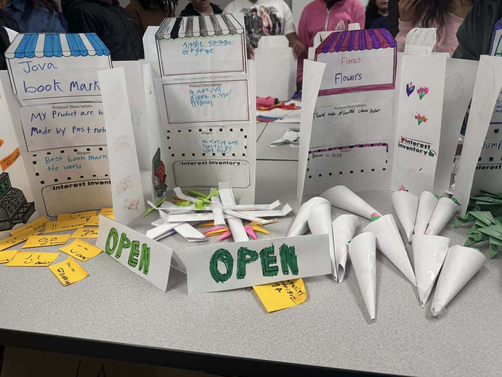 Sixth grade students' paper products storefronts
