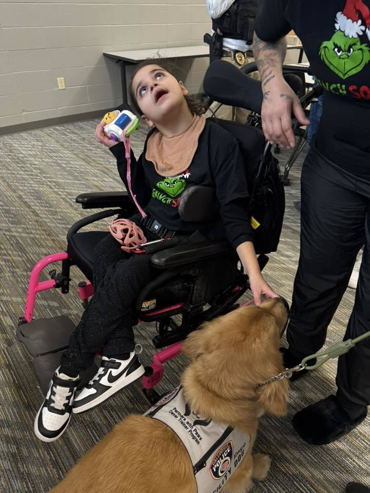 Students at Jerstad K-8 had a visit from Rosie the support dog from the Caledonia Police.
