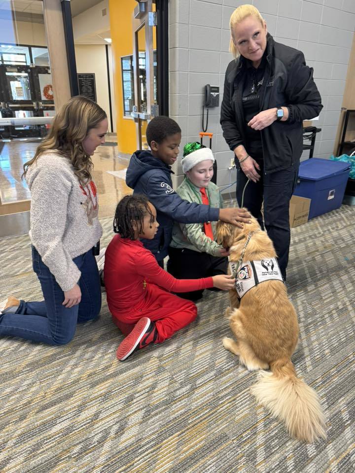 Students at Jerstad K-8 had a visit from Rosie the support dog from the Caledonia Police.