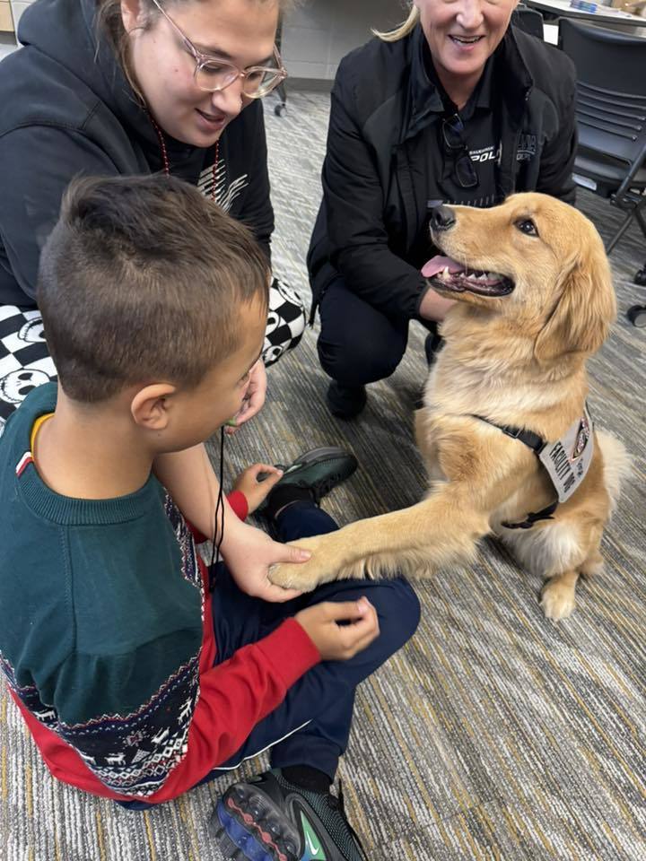Students at Jerstad K-8 had a visit from Rosie the support dog from the Caledonia Police.
