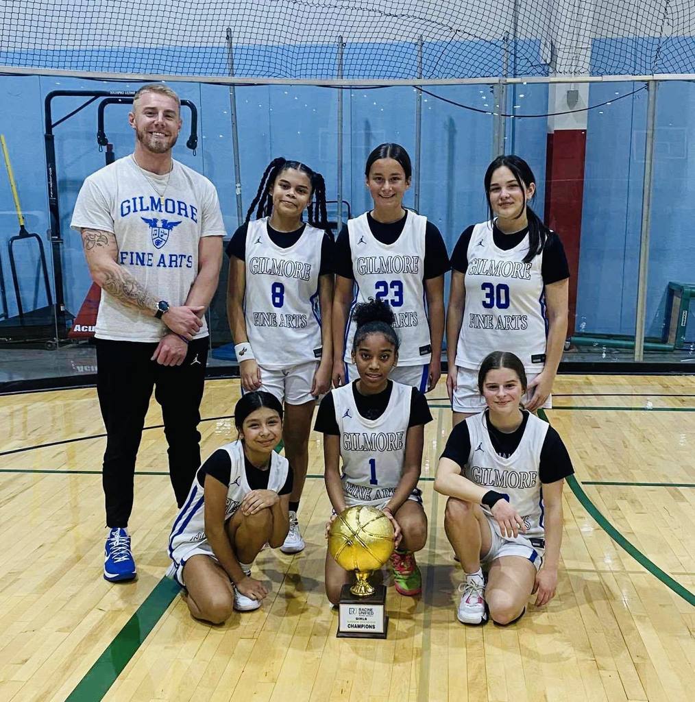 Middle School Girls Basketball Green Division Winners - Gilmore Fine Arts team photo