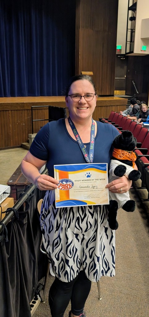 Woot Woot 🎉🎉Give it up for our Park Staff Member of the Week Amanda Lopez!!!! Amanda is our ESL teacher within the Freshman Academy.  Although this is her first year at Park, she has brought a wealth of knowledge to Park from years within the district.  Amanda is active on our school's BELONG team which focuses on equitible instructional access for students.  Additionally, Amanda was a huge help during our ACCESS testing and success with participation.   Amanda has built a strong trust and relationship with our freshman students, assisting them in their transition to high school and aiding them to attain credit. Amanda is part of the Park family through and through with her own children attending Park.  We appreciate you Amanda!!! #PantherPride #onthehunt #letseat