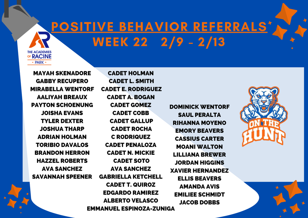 Love these Panthers!!!!! Each received a Positive Behavior Referral this past week demonstrating our Panther Mentality! #onthehunt #letseat #PantherPride Keep up the great work!