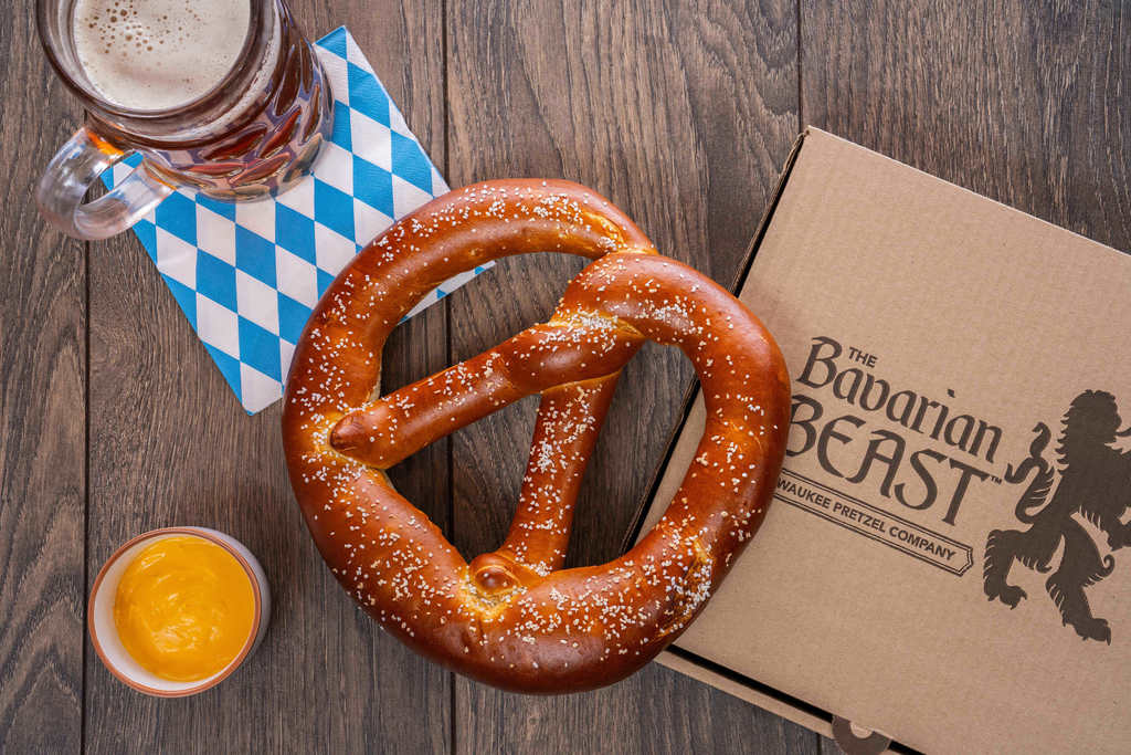 picture of large soft pretzel on a napkin
