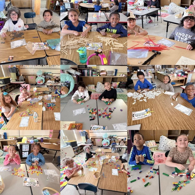 Several pictures of students counting to 100