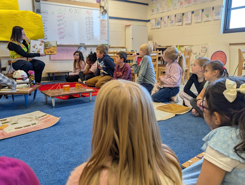 Meagan DeGroot, of Hunzinger Construction, visiting classrooms at Goodland Montessori and SC Johnson Elementary for National Women in Construction Week.