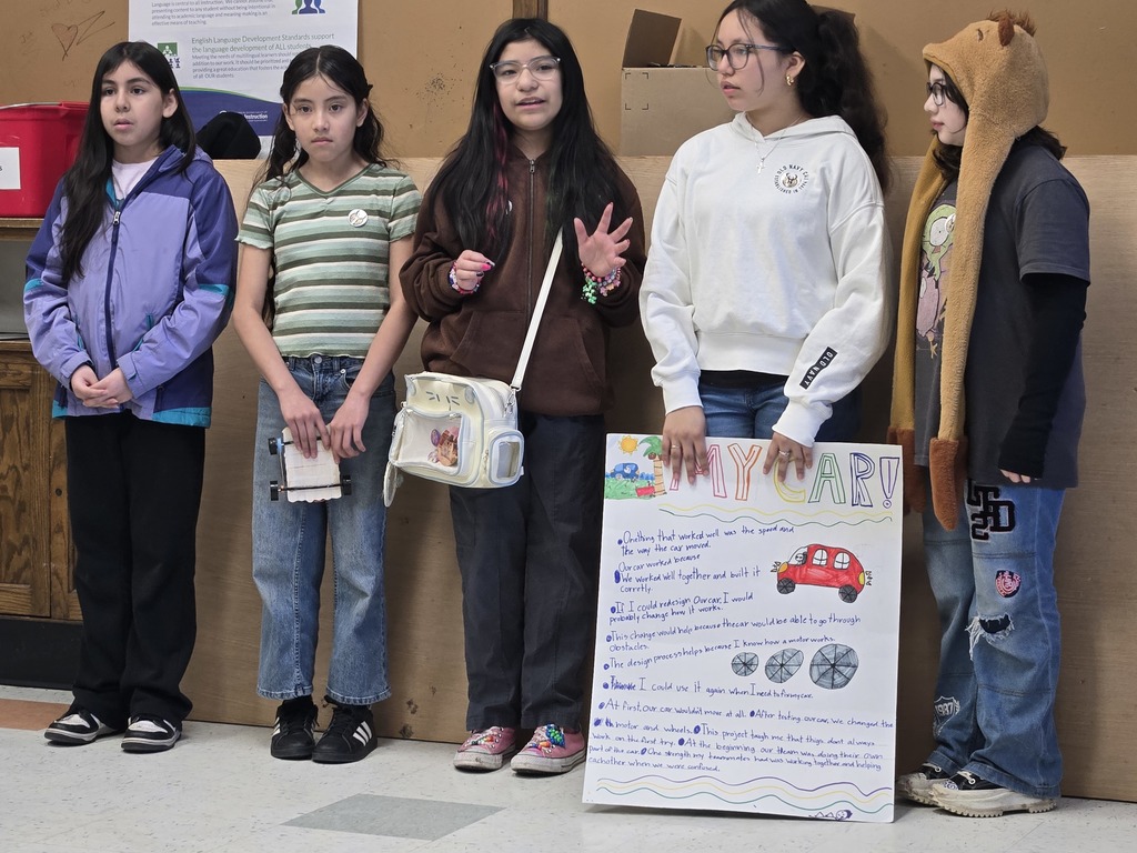 Five Mitchell students giving their presentation