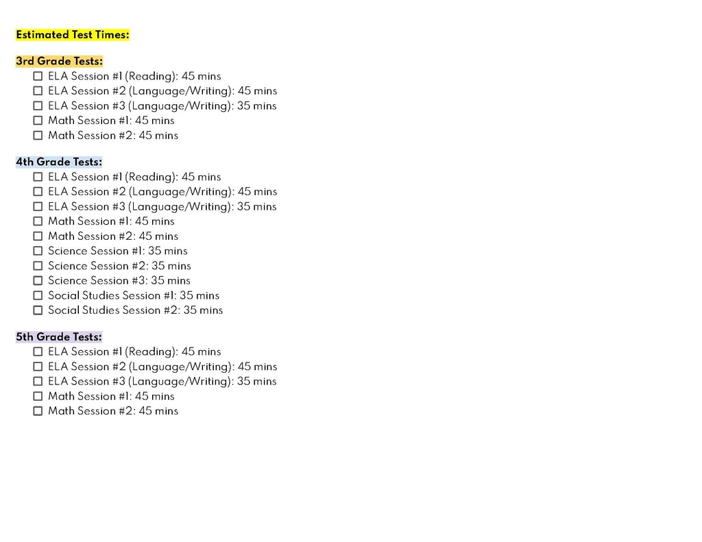 Elementary English Tests