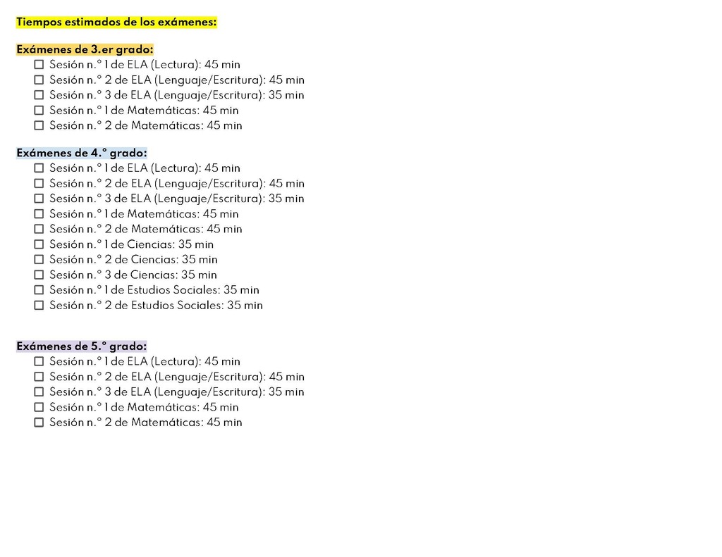 Elementary Spanish Tests