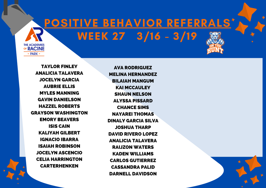 Woot Woot!!! Give it up for our Panthers who received a Positive Behavior Referral this past week!!! #onthehunt #letseat #PantherPride