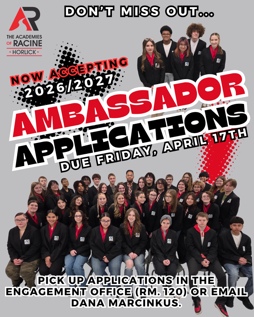 Turn 'Student' into 'Leader.' Give your transcript the edge it deserves. Join the Academy Ambassadors by turning in an applicatoin by Friday, April 17th. See Mrs. Marcinkus in Room 120, the Engagement Office, or email her at dana.marcinkus@rusd.org for more information. 