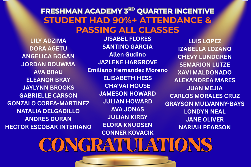 Congrats to these freshman who earned the 3rd quarter incentive of a Float & Movie Party by earning 90%+ attendance rate and passing ALL classes!! Woot woot!!! #collegeandcareerready #onthehunt #letseat #PantherPride 