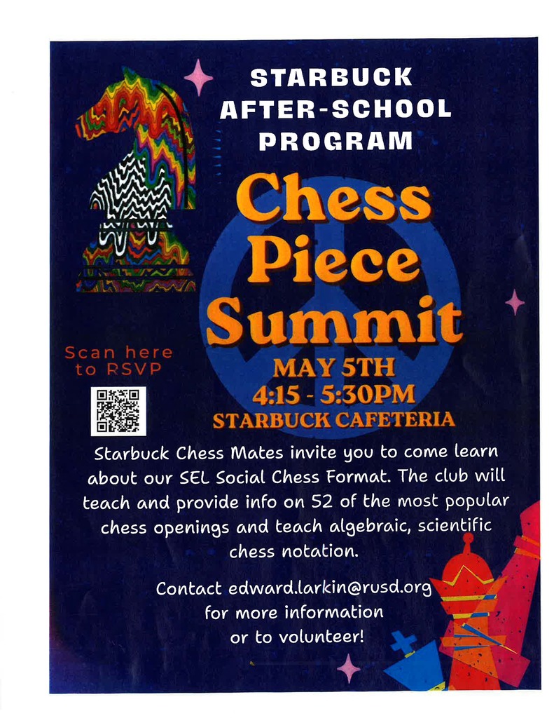 Image of a flyer describing the chess piece summit event. 