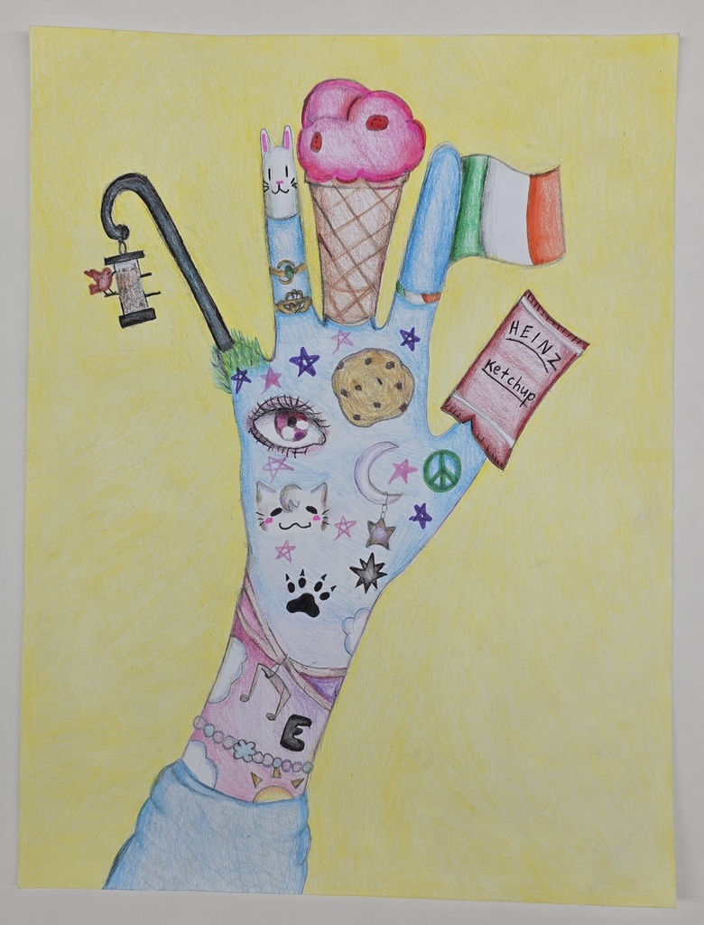 Erin M. 8th grade Hand Self Portrait