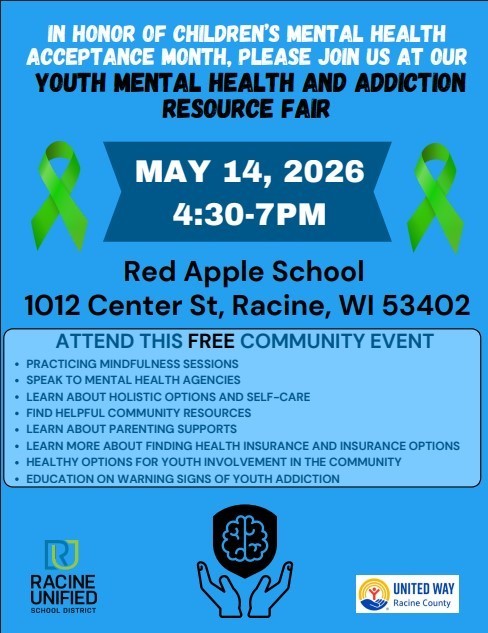 Youth Mental Health and Addiction Resource Fair is May 14, 2026 from 4:30 - 7:00 PM